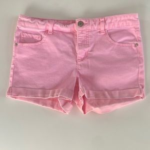 Girls cuffed pink jean shorts